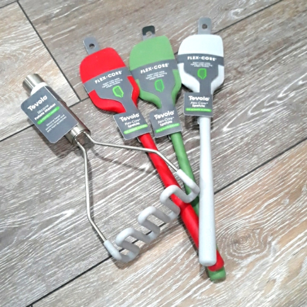 Tovolo 3 silicone spatulas and one potato masher. NWT